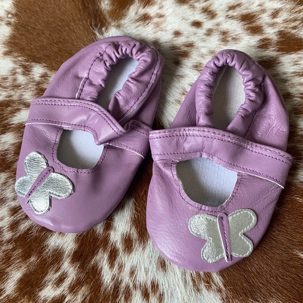 Moccasins Kids Purple with butterfly 🦋 Leather Moccasins